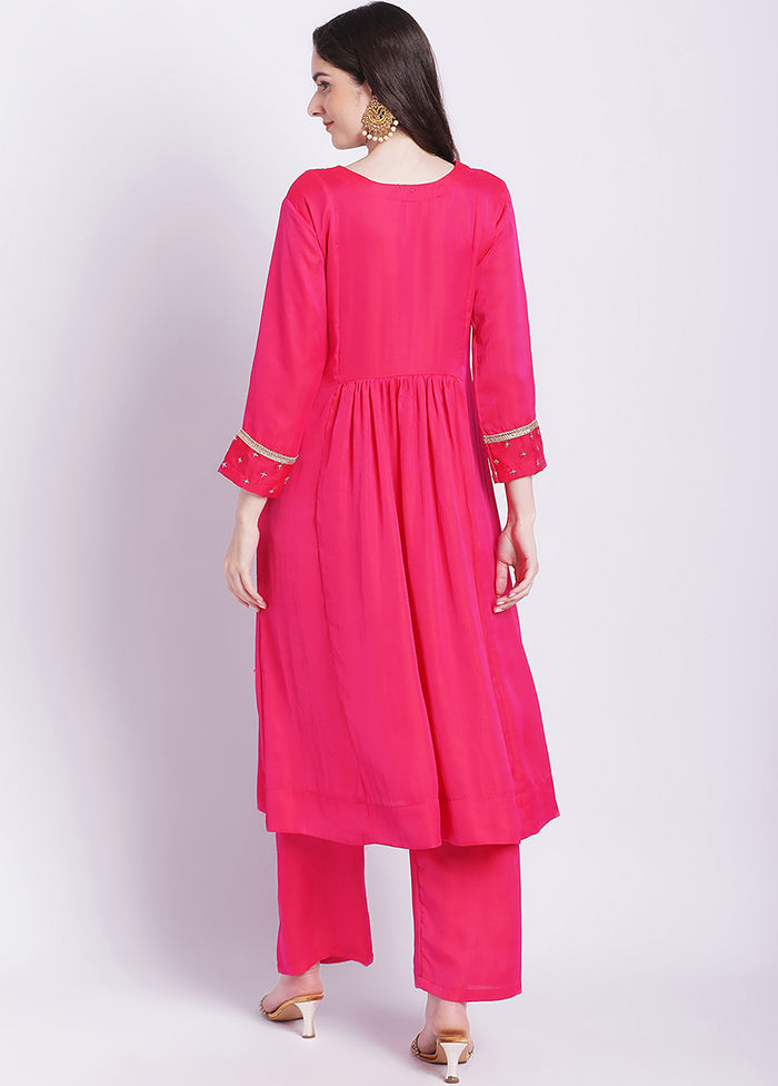 2 Pc Pink Readymade Silk Kurti Set - Indian Silk House Agencies