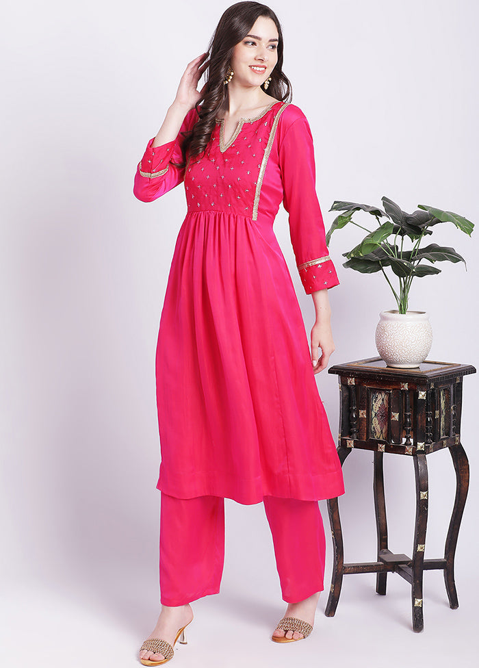 2 Pc Pink Readymade Silk Kurti Set - Indian Silk House Agencies