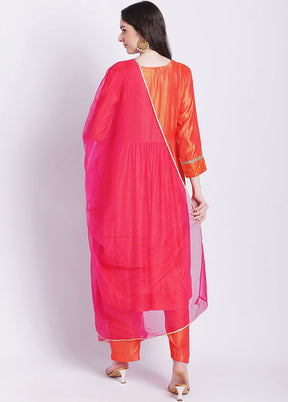 3 Pc Pink Readymade Silk Suit Set