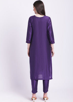 2 Pc Purple Readymade Silk Kurti Set - Indian Silk House Agencies