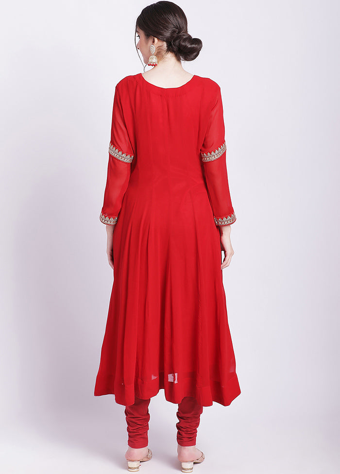 2 Pc Red Readymade Cotton Kurti Set - Indian Silk House Agencies