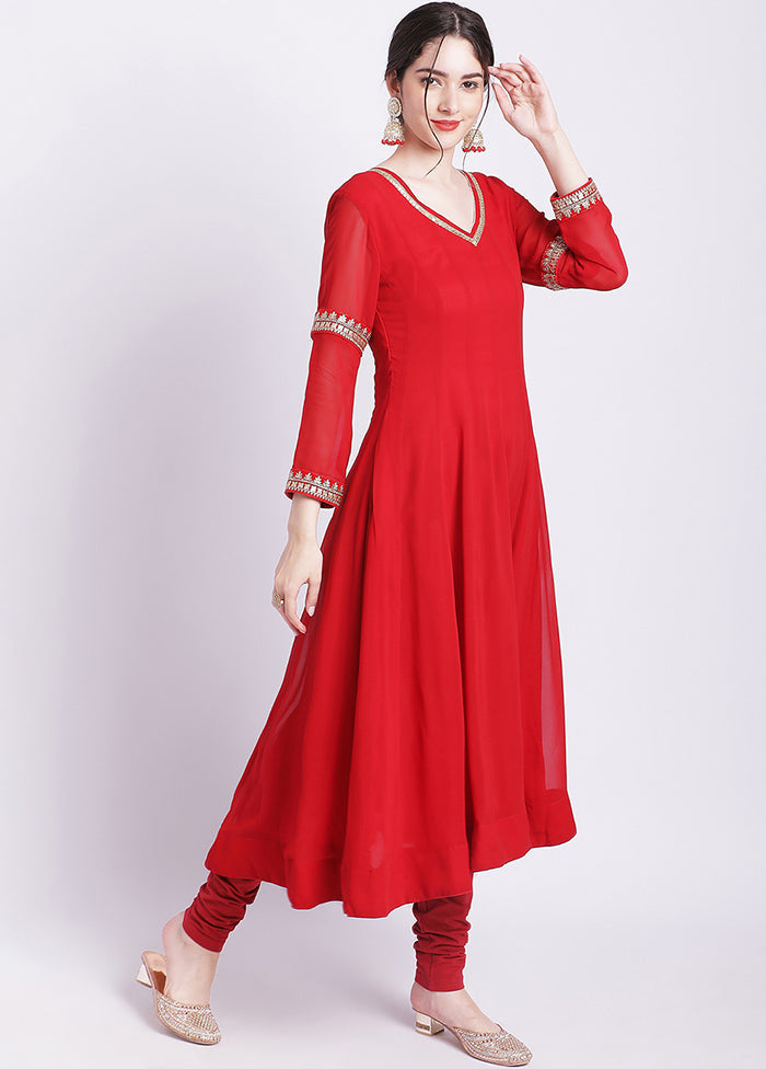 2 Pc Red Readymade Cotton Kurti Set - Indian Silk House Agencies