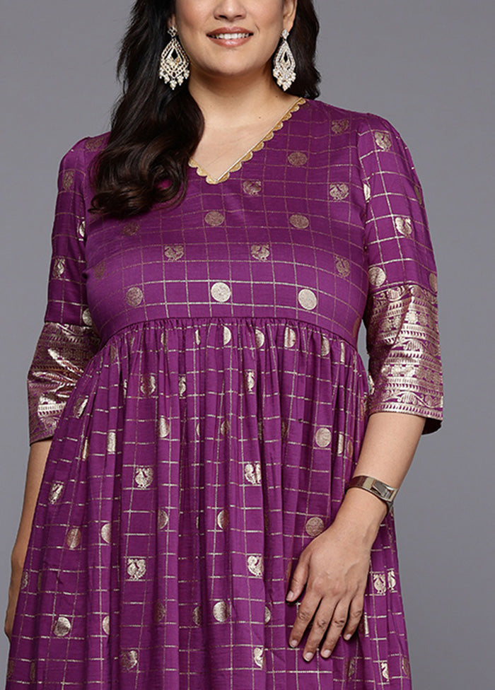 Purple Readymade Silk Indian Dress