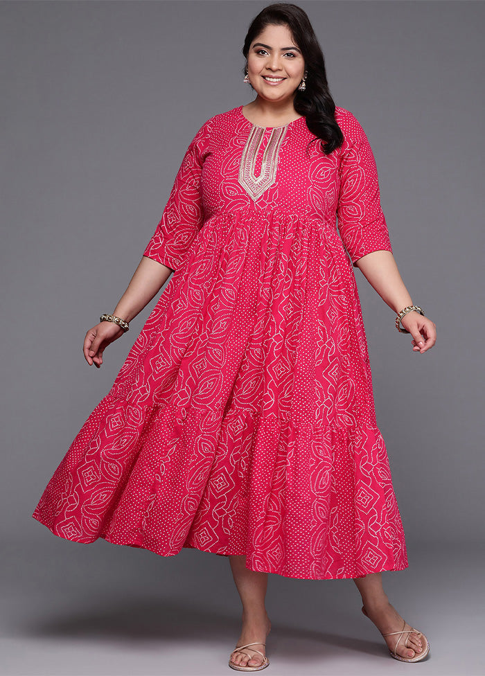 Pink Readymade Cotton Indian Dress