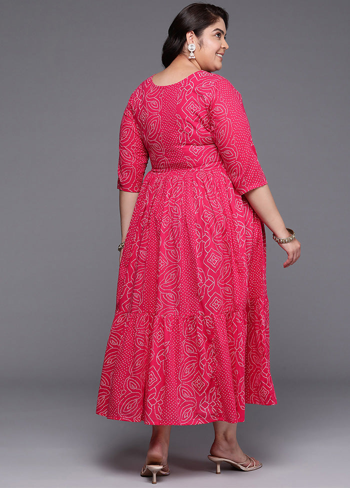 Pink Readymade Cotton Indian Dress