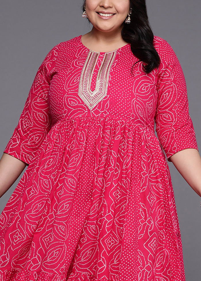 Pink Readymade Cotton Indian Dress