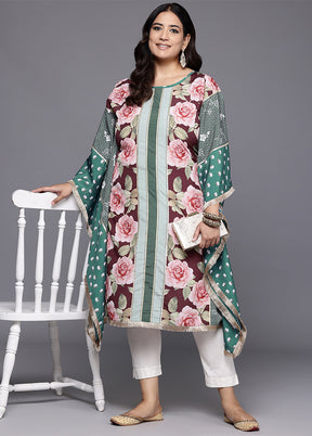 Green Readymade Silk Kurti