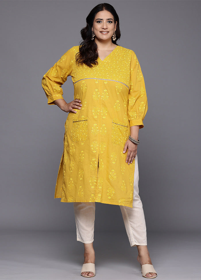 Mustard Readymade Cotton Kurti