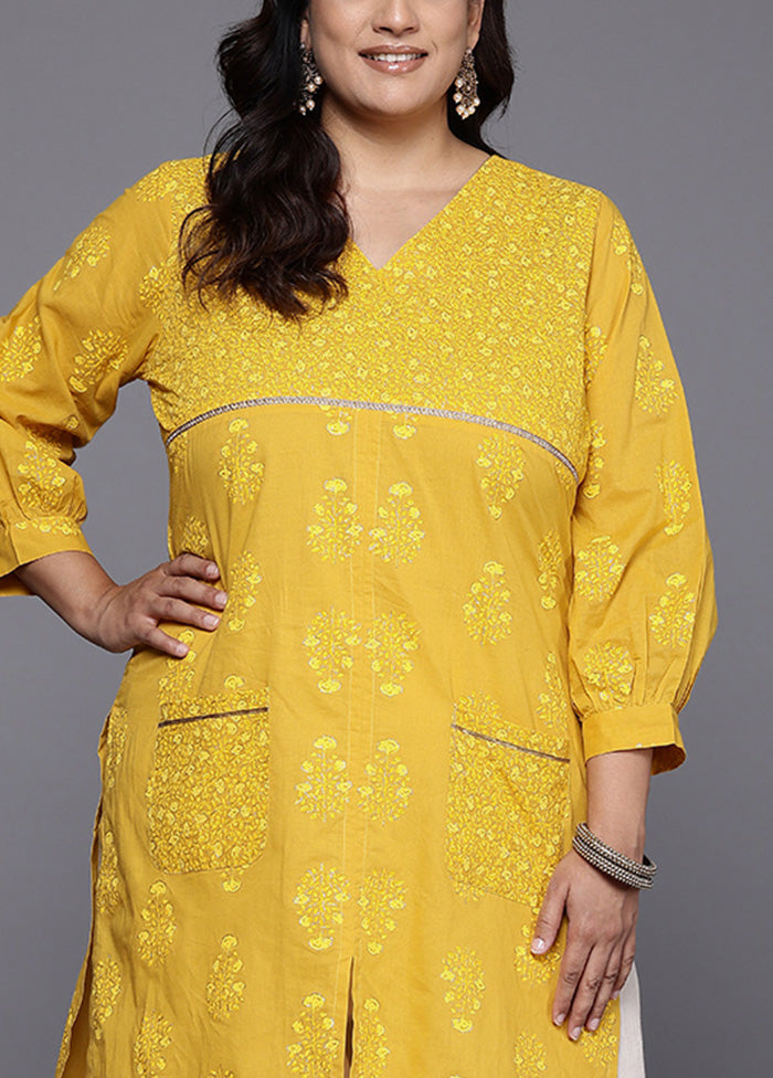 Mustard Readymade Cotton Kurti