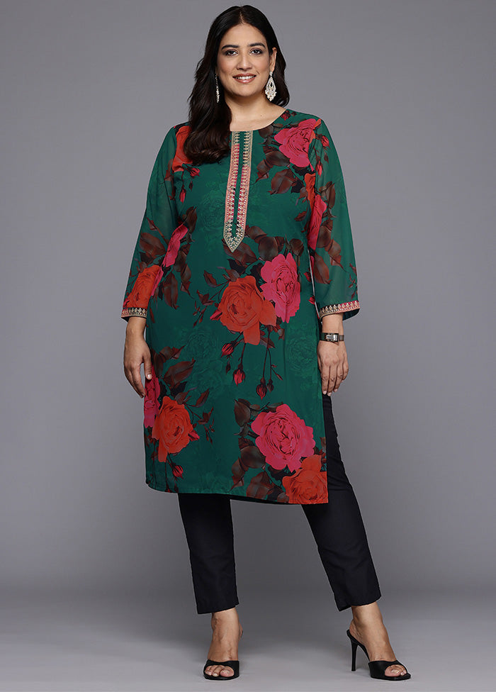 Green Readymade Georgette Kurti