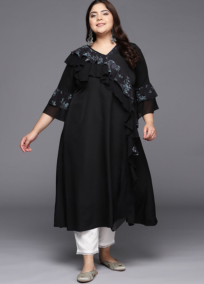 Black Readymade Silk Kurti