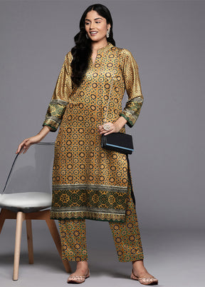 2 Pc Mustard Readymade Velvet Kurti Set