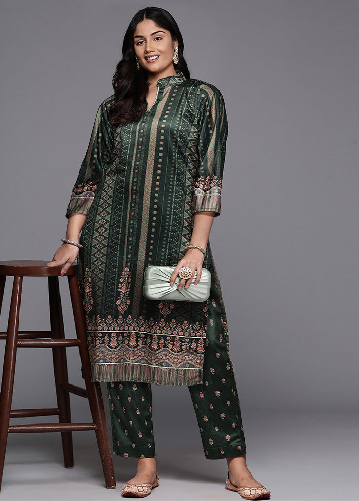 2 Pc Green Readymade Velvet Kurti Set