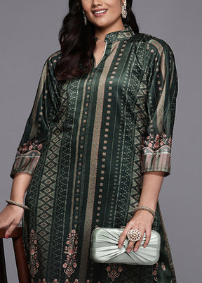 2 Pc Green Readymade Velvet Kurti Set