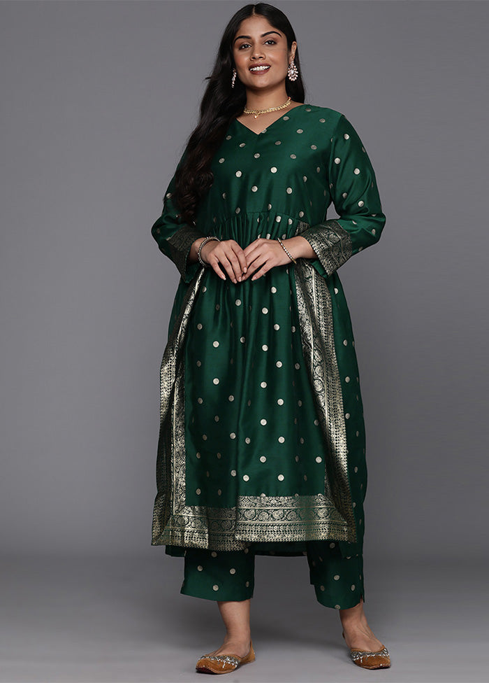 2 Pc Green Readymade Chanderi Kurti Set