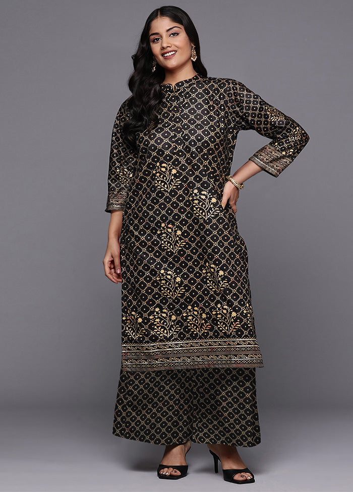 2 Pc Black Readymade Velvet Kurti Set