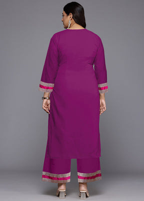 2 Pc Purple Readymade Silk Kurti Set