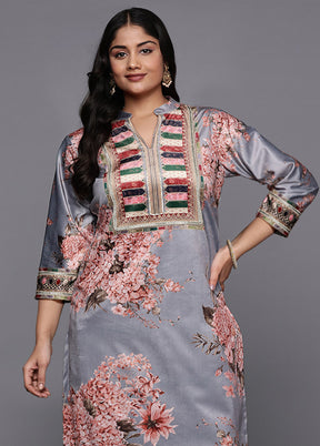 Grey Readymade Velvet Kurti