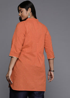 Orange Readymade Cotton Kurti