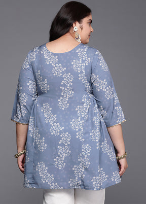 Grey Readymade Silk Kurti