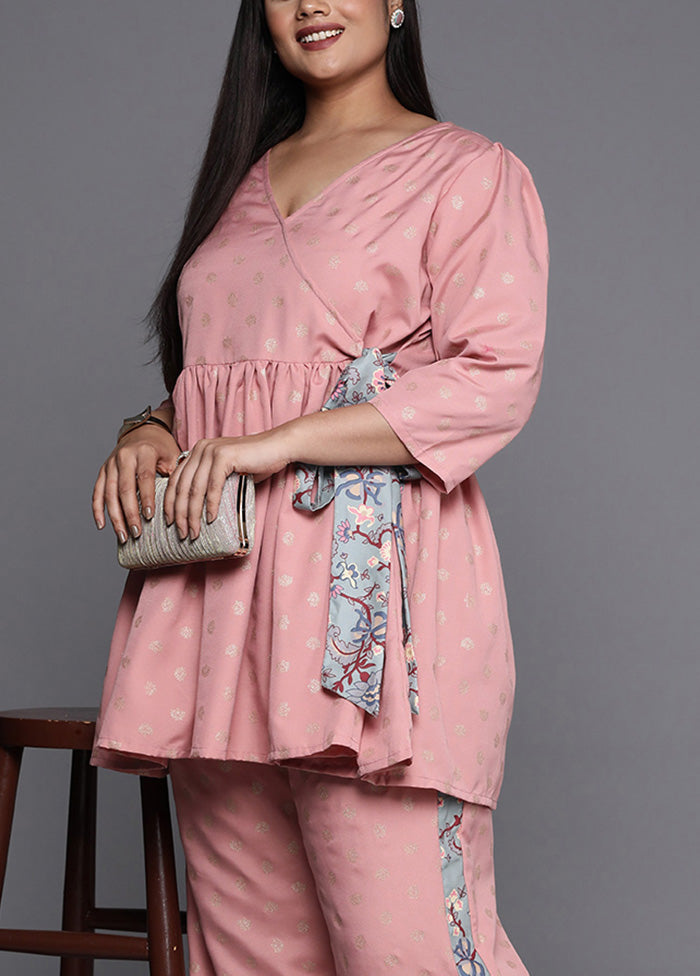 2 Pc Pink Readymade Rayon Kurti Set