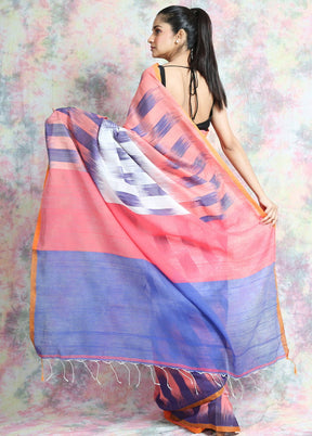 White Woven Cotton Silk Saree With Blouse - Indian Silk House Agencies