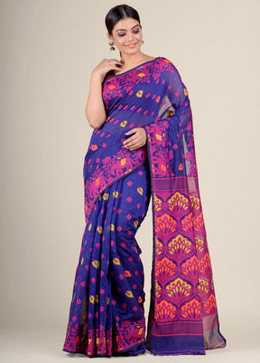 Pink Woven Jamdani Silk Saree Without Blouse Piece - Indian Silk House Agencies