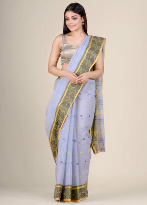 Grey Tant Jamdani Pure Cotton Saree Without Blouse - Indian Silk House Agencies