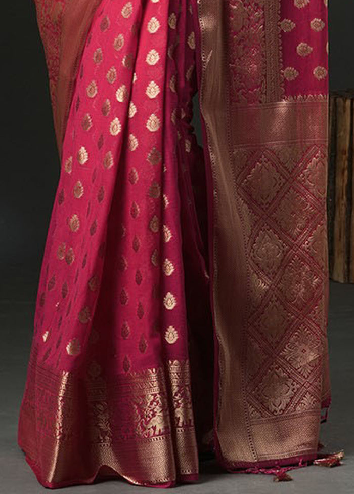 Pink Georgette Saree With Blouse Piece