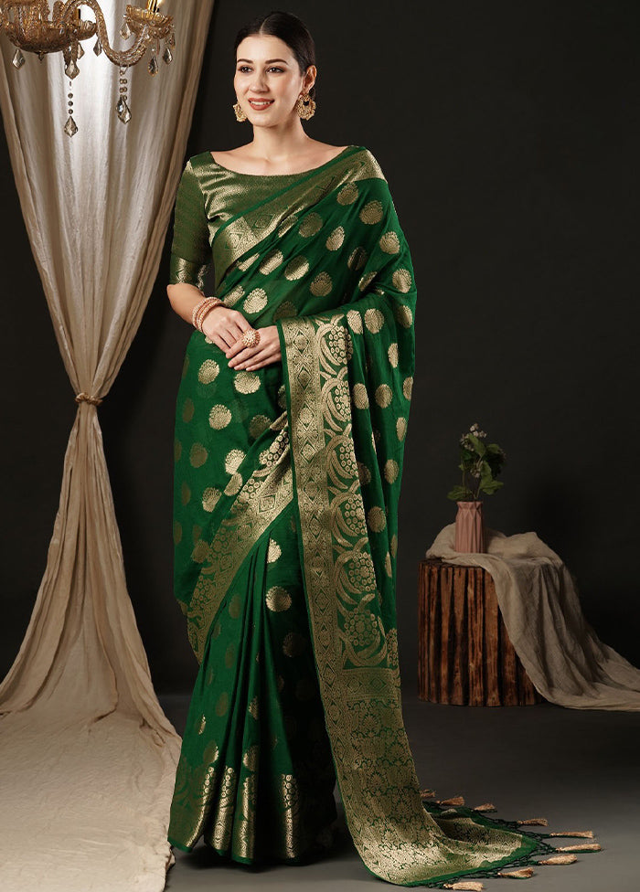 Green Georgette Saree With Blouse Piece