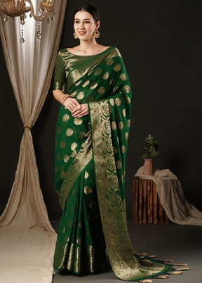 Green Georgette Saree With Blouse Piece