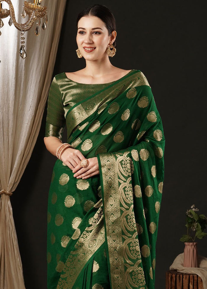 Green Georgette Saree With Blouse Piece