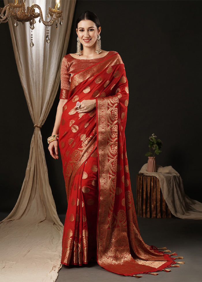 Red Georgette Saree With Blouse Piece