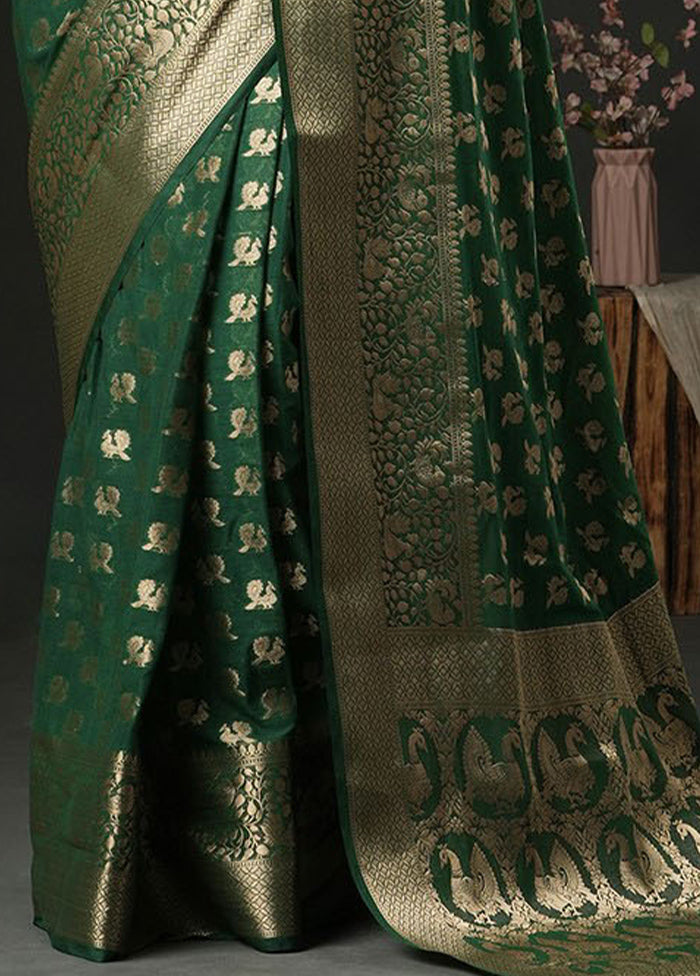 Green Georgette Saree With Blouse Piece