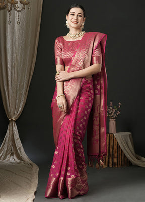 Pink Georgette Saree With Blouse Piece