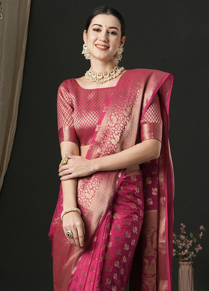 Pink Georgette Saree With Blouse Piece