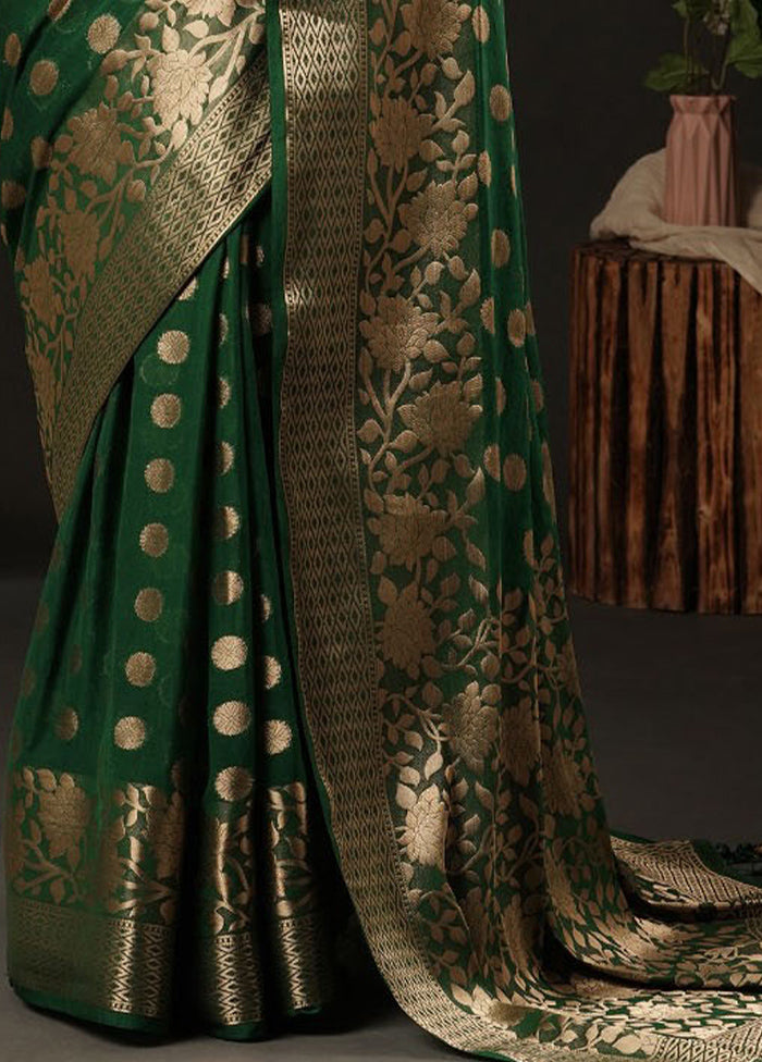 Green Georgette Saree With Blouse Piece