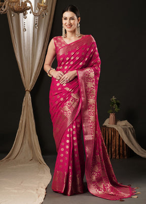 Pink Georgette Saree With Blouse Piece