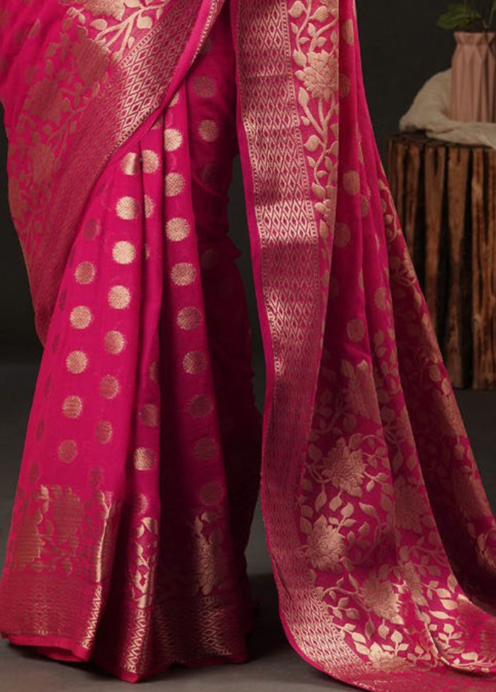 Pink Georgette Saree With Blouse Piece