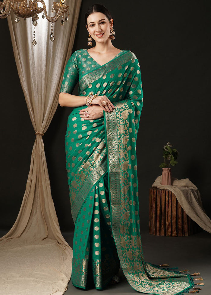 Sea Green Georgette Saree With Blouse Piece