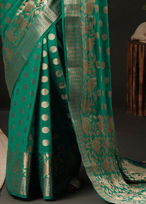 Sea Green Georgette Saree With Blouse Piece