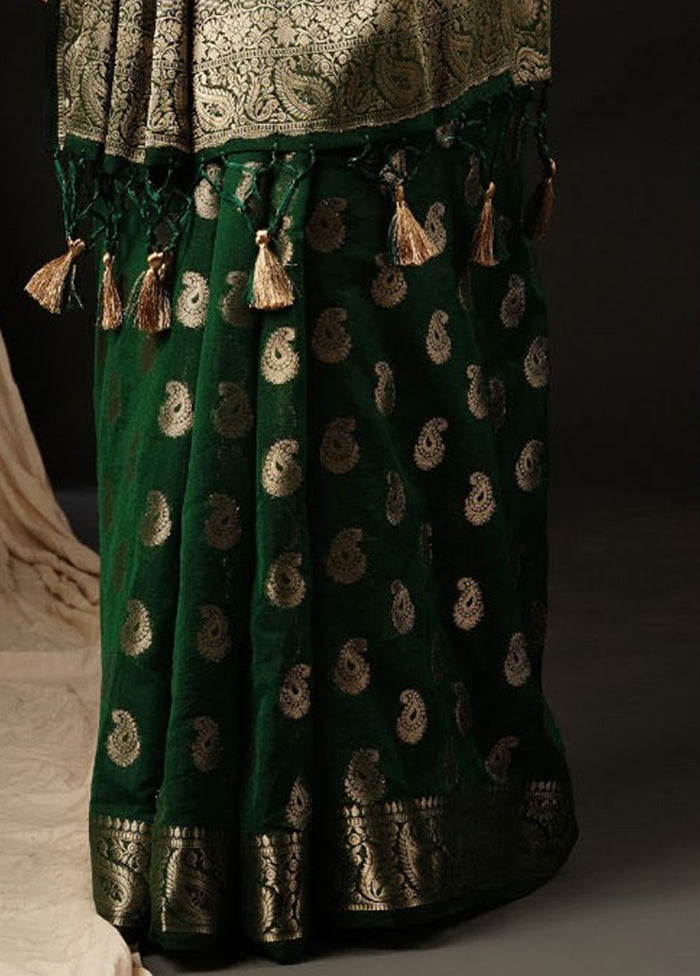 Green Georgette Saree With Blouse Piece