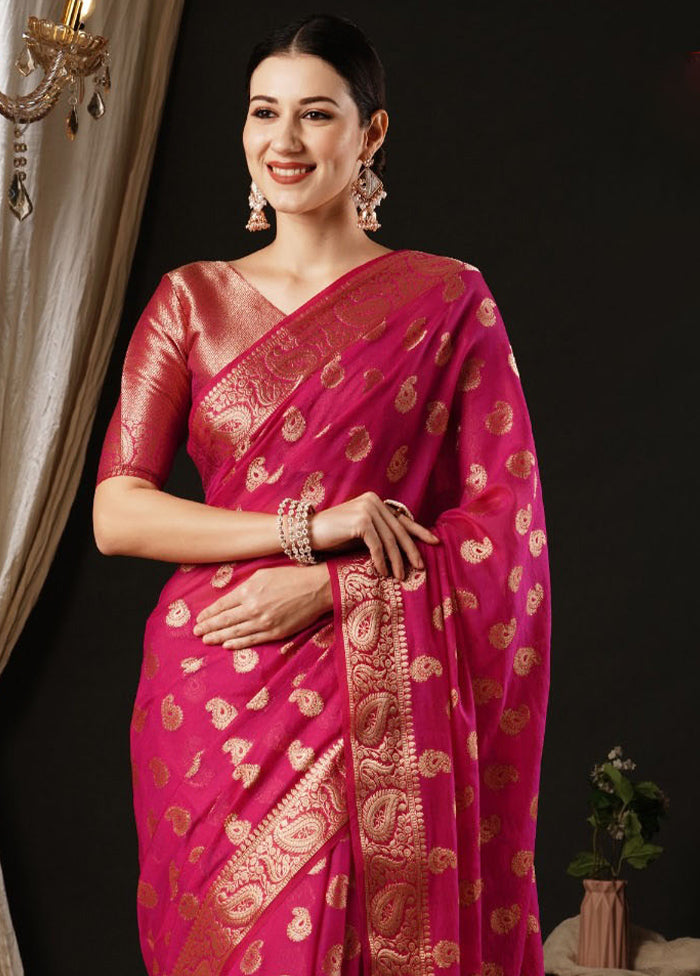 Pink Georgette Saree With Blouse Piece