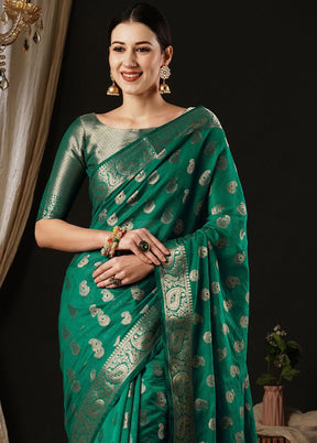 Sea Green Georgette Saree With Blouse Piece