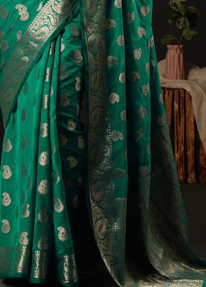 Sea Green Georgette Saree With Blouse Piece