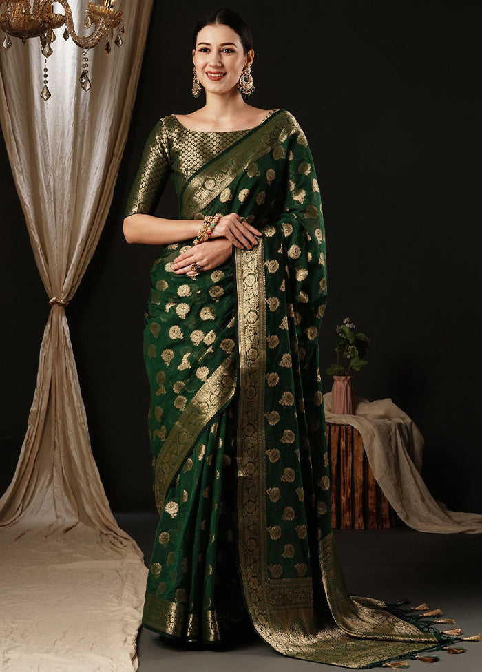 Green Georgette Saree With Blouse Piece