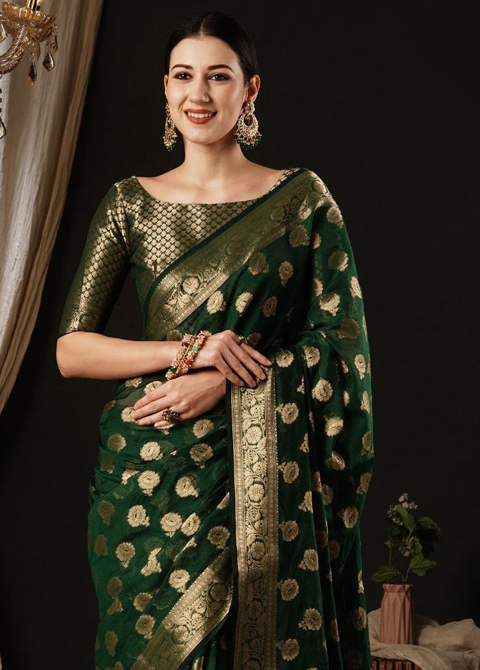 Green Georgette Saree With Blouse Piece