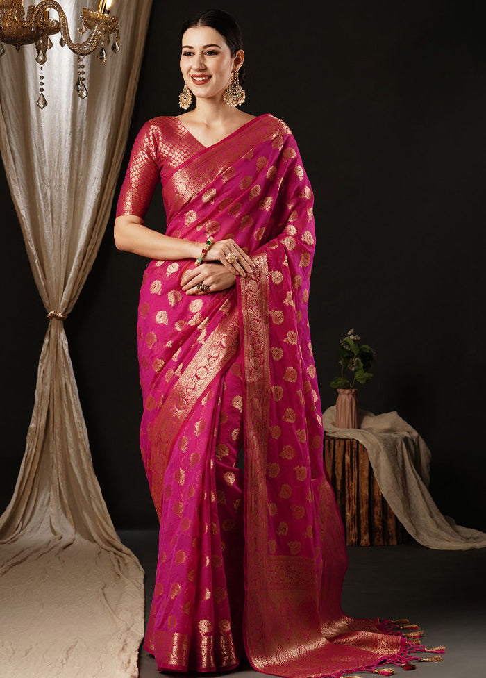 Pink Georgette Saree With Blouse Piece