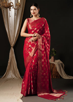 Red Georgette Saree With Blouse Piece