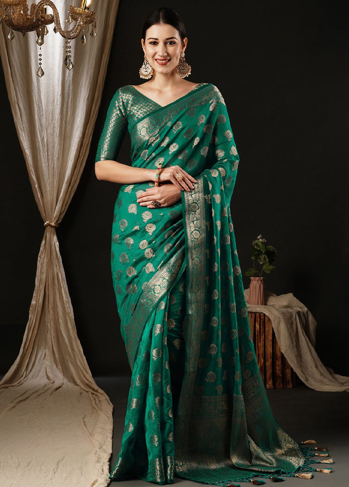 Sea Green Georgette Saree With Blouse Piece